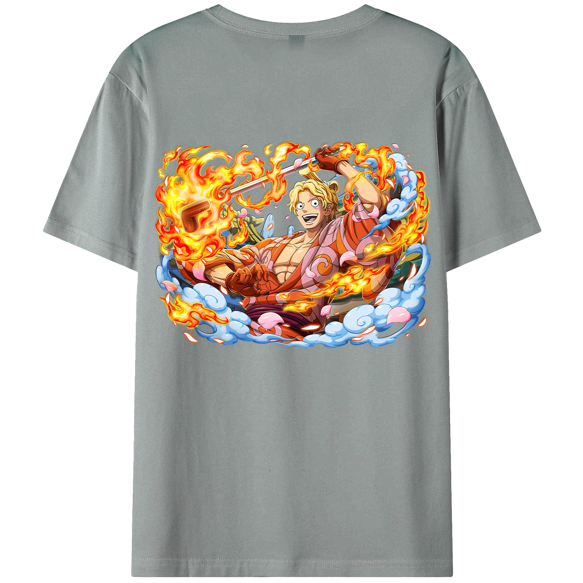 （画像用） ワンピース サンジ ONE PIECE Sanji 綿100％ メンズ半袖Tシャツ（バックプリント） 通気性